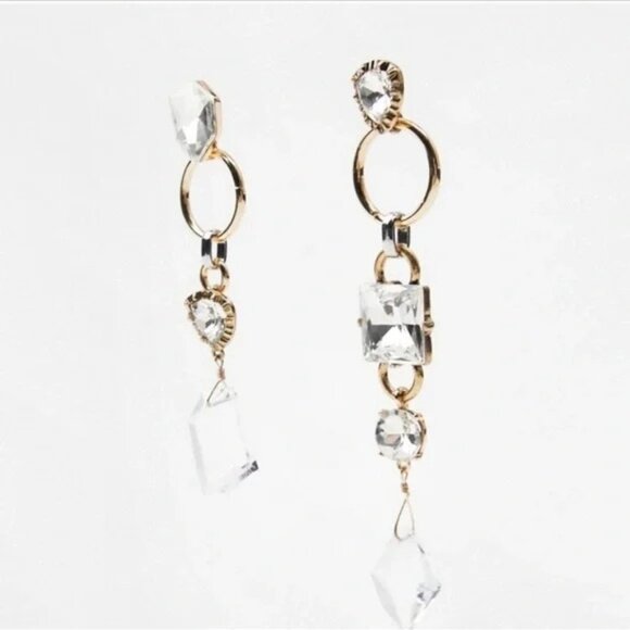 ZARA Mismatched Metal and Glass Earrings NWT ✨🔥💖✨✨✨ - Picture 4 of 7